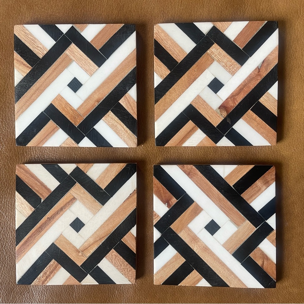 Set of (4) geometric coasters